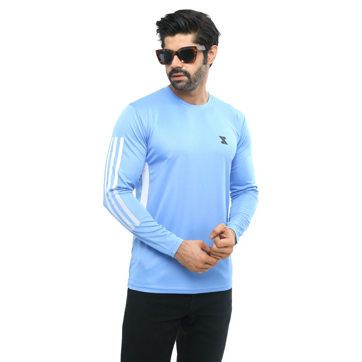 SMUG Premium Full Sleeve T-shirt Fabric soft and comfortable - Contrast - Sky blue