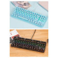 HXSJ 87-key Mechanical Keyboard Wired Keyboard RGB Backlit Keyboard Blue Switch/ 26-key Rollover/ Multimedia Combination Keys White. 
