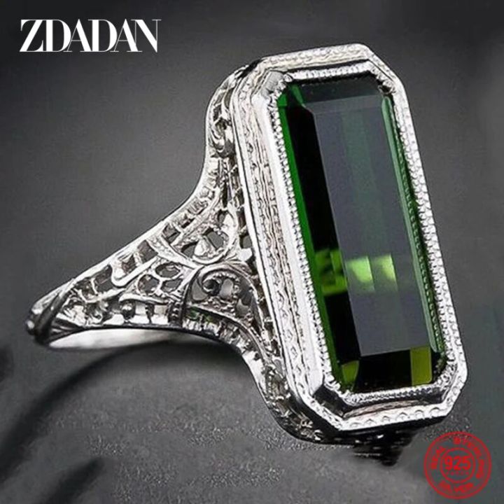 ZDADAN%20925%20Sterling%20Silver%20Big%20Square%20Emerald%20Gemstone%20Ring%20For%20Women%20Wedding%20Jewelry%20Accessories%20Wholesale%20-%20Image%202