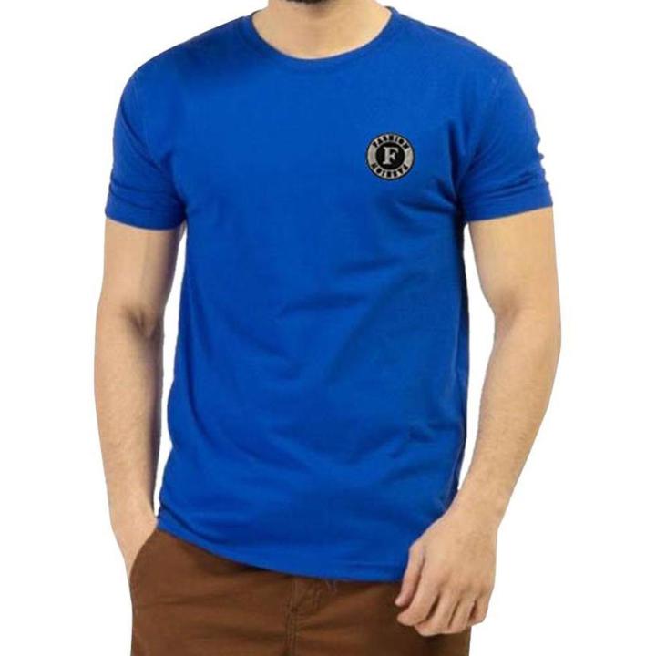Blue Cotton T-shirt For Men