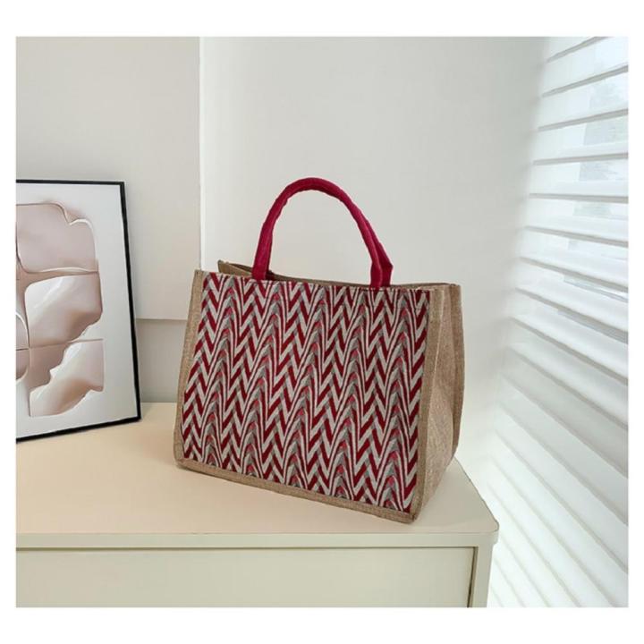 Summer%20Tote%20bags%20Trendy%20Top%20handle%20Flower%20print%20Burlap%20tote%20bags%20Eco-friendly%20Portable%20Linen%20tote%20bags%20for%20Shopping%20Travel%20Picnic%20Daily%20use%20Fashion%20accessory%20-%20Image%207