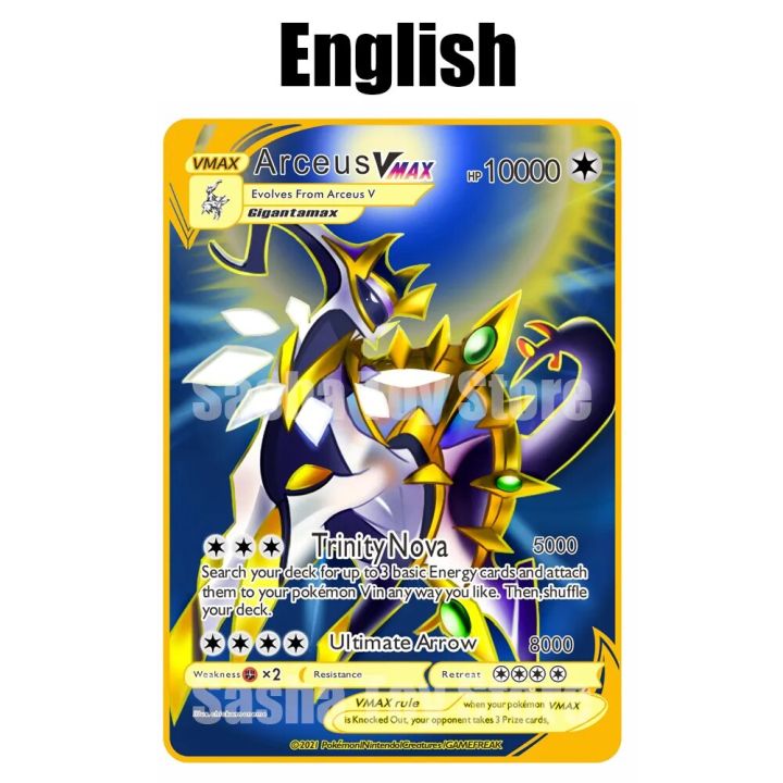 pokemon arceus metal card NEW Pokmon 10000point Metal Card TCG Arceus VMAX Golden Pokemon Gifts for  Kids
