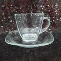 Glass Transparent Square Tea Cup 6 pieces and Saucer 6 pieces Set. 