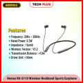 REMAX RX-S110 WIRELESS NECKBAND SPORTS RUNNING MAGNETIC EARPHONE BLUETOOTH 5.2-Black. 