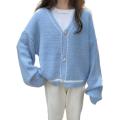 Pink Gentle Knitted Cardigan for Women 2023 Autumn and Winter New Loose Korean Style Sweet Girl College Sweater Coat. 
