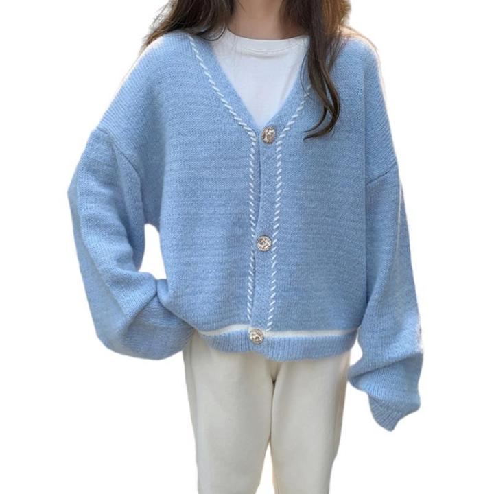 Pink%20Gentle%20Knitted%20Cardigan%20for%20Women%202023%20Autumn%20and%20Winter%20New%20Loose%20Korean%20Style%20Sweet%20Girl%20College%20Sweater%20Coat%20-%20Image%205