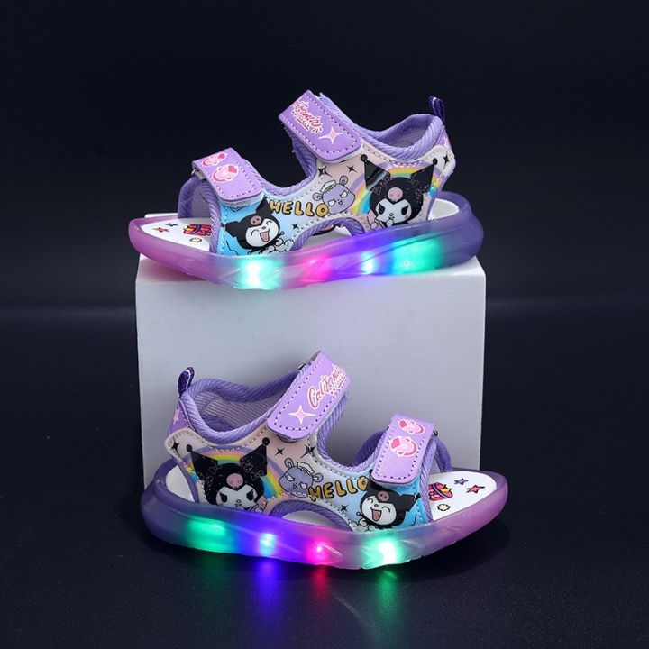 Kuromi%20Baby%20Girls'%20Sandals%20Summer%20Children's%20Cartoon%20Princess%20Shoes%20Little%20Girl's%20Led%20Lighted%20Shoes%20Korean%20Style%20Cute%20Sandals%20-%20Image%202