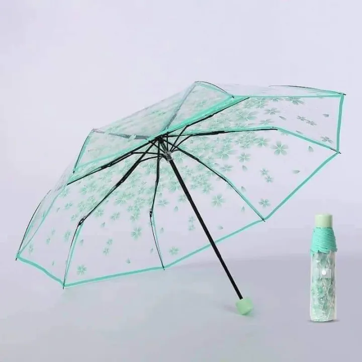 Transparent%20Flower%20Print%20%20Ladies%20Folding%20Umbrella%20/Transparent%20Umbrella%20For%20Women%20-%20Image%204