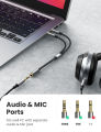 UGREEN 3.5mm Female to 2 Male Splitter Headphone Mic Audio Y Splitter Cable Headset to PC Adapter for Computer. 