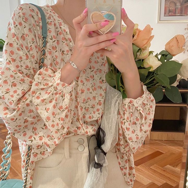 2023 Summer Fashion New Sweet and Lovely French Floral Shirt for