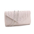 Rhinestones Ruched Women Satin Evening Bag Silver Clutch Bags Chain Shoulder Glitter Elegant Handbag For Wedding Bridal Purse.