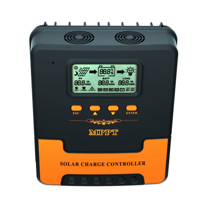 60A MPPT Solar Controller Battery Charge and Discharge Controller 12V 24V Auto Adapting Lead Acid Lithium Battery Charging Controller for Solar Panel