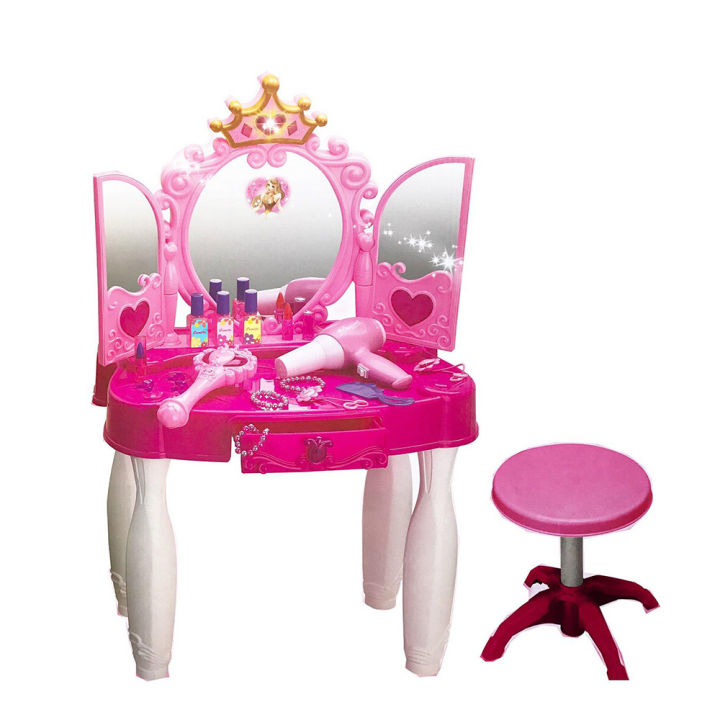 Remote Control Dressing Table for Kids With Music Sound And Light Glamour Beauty Makeup Pretend Role Play Set Toy Daraz .bd