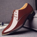 mens patent leather shoes men dress shoes lace up Pointed toe wedding Business party 5 colors big size rtg5 KEEMEEUYZO.