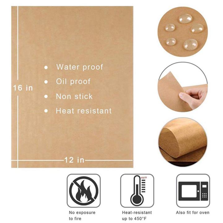 300Pcs Unbleached Parchment Paper, Precut Baking Liners Sheets Paper,Non-Stick, Water Proof, Oil Proof, Heat Resistant