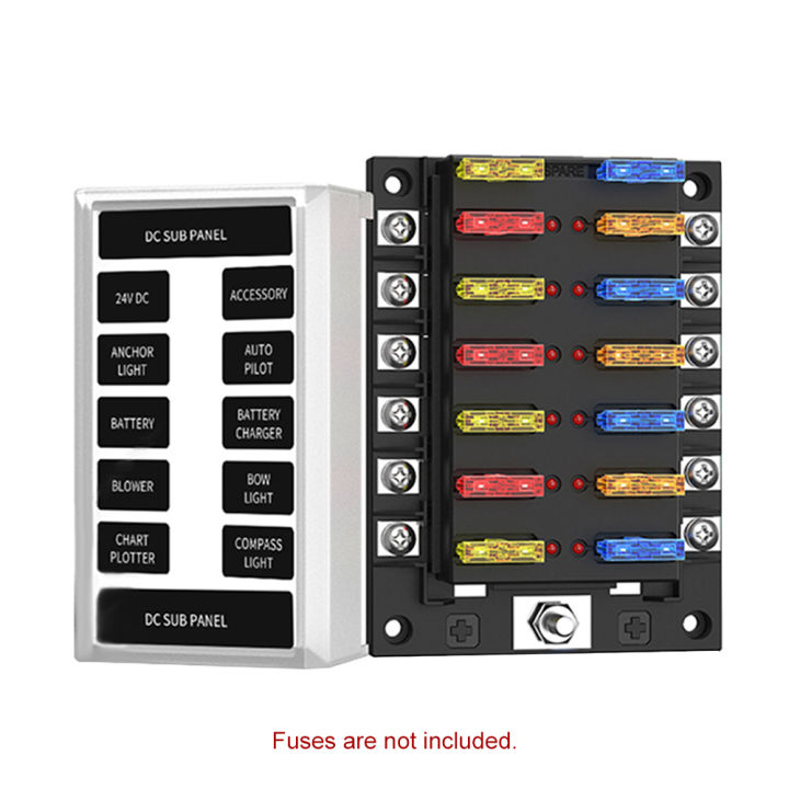 12%20Way%20Blade%20Fuse%20Block%20Fuse%20Holder%20Box%206%20Circuit%20ATP/ATC/ATO%20with%20LED%20Indicator%20Adjustable%20180%20Degree%20Rotating%20Cover%20for%20Dual-use(Fuses%20not%20Included)%20Replacement%20for%20Car%20Truck%20Motorcycle%20Minibus%20-%20Image%202