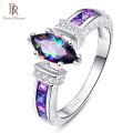 Bague Ringen Trendy Ring For Women With Rainbow Stone Artificial Topaz Fashion Jewelry Party Fine Female Gift Size 6-10.