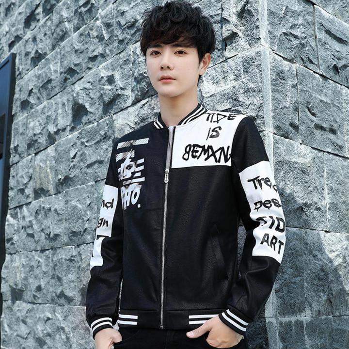 Leather men's 2020 new fashion trendy brand Korean Slim men's jacket youth motorcycle pu leather jacket