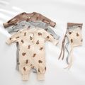 2 Pcs Newborn Baby Romper For 0-24M Organic Cotton Baby Jumpsuit + Hat Autumn Spring Winter Long Sleeve Baby Boy Girl Clothes. 