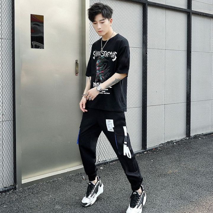 New%20Suit%20Fashion%20Short%20SleeveTT-shirt%20Loose%20Summer%20Wear%20Korean%20Men's%20Casual%20Student%20Sports%20Suit%20Handsome%20Match%20-%20Image%206