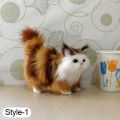 【support】 Realistic Mini Plush Cat Cute Faux Kids Doll Kitten Model Gift Ornament. 