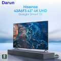 Hisense 43 inch Bezelless Dolby Vision 4K UHD Smart LED Voice Control Google DTS TV 43A6F3 with Free Delivery.