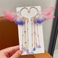 Children Cute Baby Mermaid Princess Pearl Fringe Bow Forehead Chain Hairpin Fairy Hair Accessories Cartoon Girls Hair Clip.