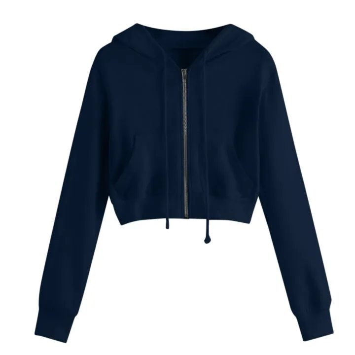 Solid%20Zipper%20Women's%20Crop%20Tops%20Sweatshirt%20Casual%20Pocket%20Long%20Sleeve%20Pullover%20Hooded%20Drawstinhg%20Hoodies%20For%20Girls%20Fashion%20%D0%A1%D0%B2%D0%B8%D1%82%D1%88%D0%BE%D1%82%20-%20Image%204