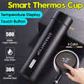 Thermos Stainless steel tumbler insulated water bottle 500ml  cute coffee thermos cup LED Touch Display Temperature Vacuum Flasks Drinkware smart hot water bottle travel mug with extra battery gift. 