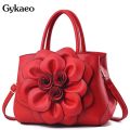 Gykaeo Luxury Handbags Women Bags Designer PU Leather Floral Tote Bag Ladies Casual Flower Messenger Shoulder Bags Bolsos Mujer.
