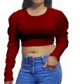 Women's Short Body Crop Top with Long Sleeves - Premium Stitching.
