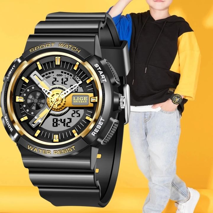 LIGE New Children Watches Cute Kids Watches Sports Cartoon Watch for Girls Boys Rubber Children's Digital LED Wristwatches Reloj