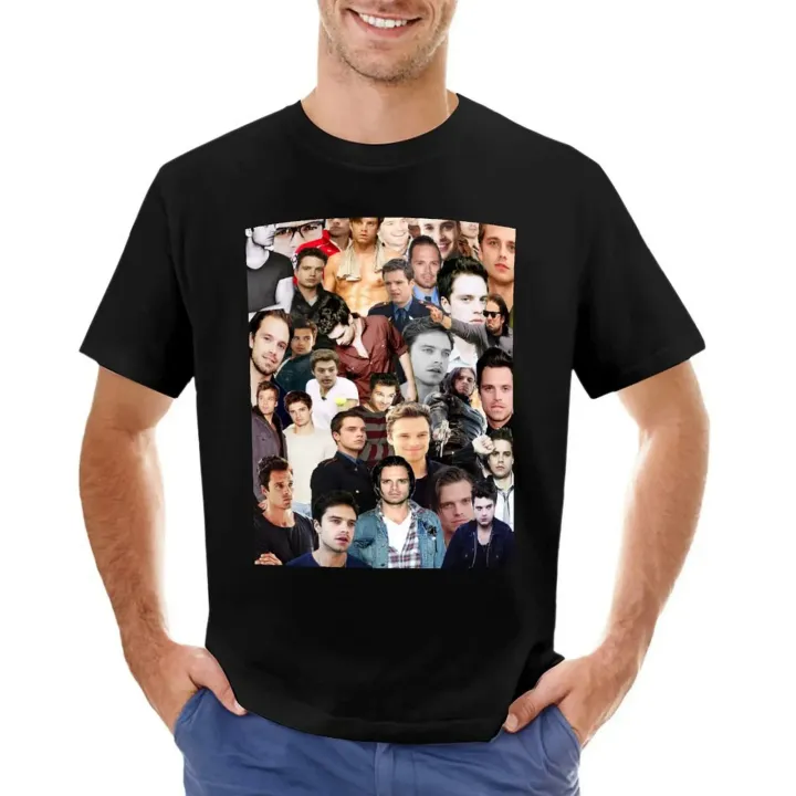 Sebastian Stan Collage T-shirt vintage t shirt kawaii clothes big and tall t shirts for men