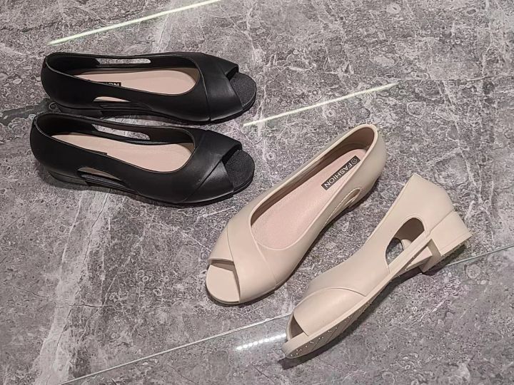 Heli%20shark%20sandals%20women's%20summer%20new%20bag%20heel%20single%20shoes%20fish%20mouth%20block%20heel%20flat%20casual%20wear%20solid%20color%20fashion%20sandals%20-%20Image%202