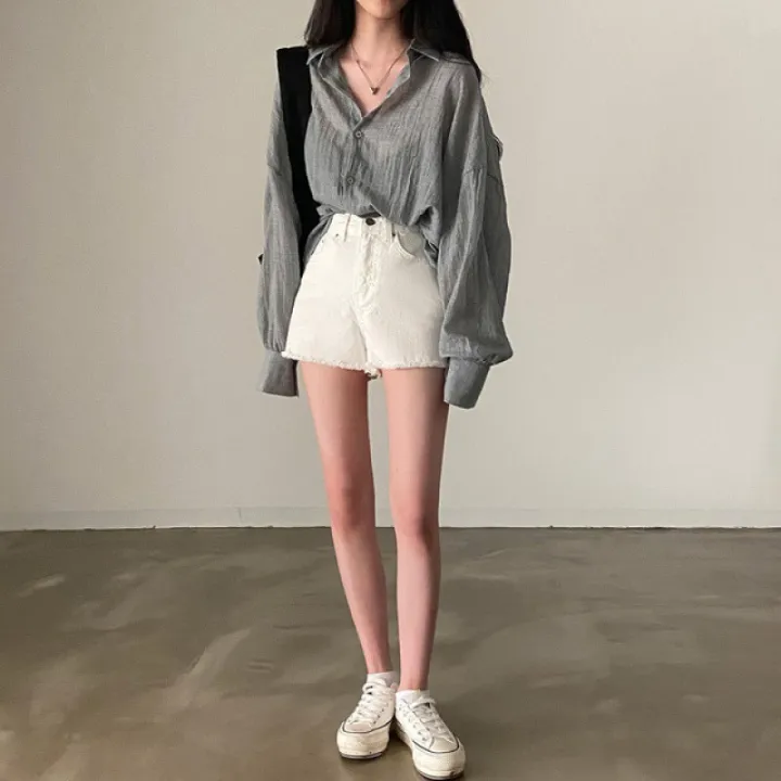 Korean%20Style%20chic%20New%20Summer%20Lapel%20Long%20Sleeve%20Shirt%20Women's%20Loose%20and%20Idle%20Lantern%20Sleeve%20Sun%20Protection%20Shirt%20for%20Air%20Conditioned%20Rooms%20-%20Image%204