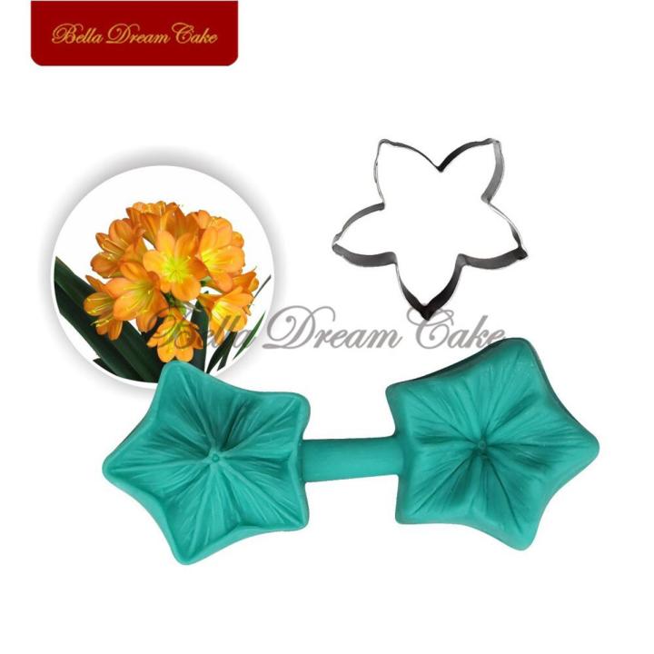 4 Style Flower Petal Veiner Silicone Molds With Stainless Steel Cutter Mold Set Fondant DIY Handmade Mould Cake Decorating Tool