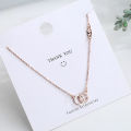 s925 sterling silver double C necklace women's lock rose gold Japanese and Korean version bone chain zircon, net red temperament necklace necklace with zircon. 