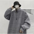 Japanese Zipper Knitted Cardigan Coat Autumn/winter Solid High Neck Sweater Male Lazy Style Loose Knitwear Men's Winter Clothes.