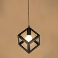 Modern iron pendant lamp black retro industrial square lamp (Bulb not Included) 1Pcs.