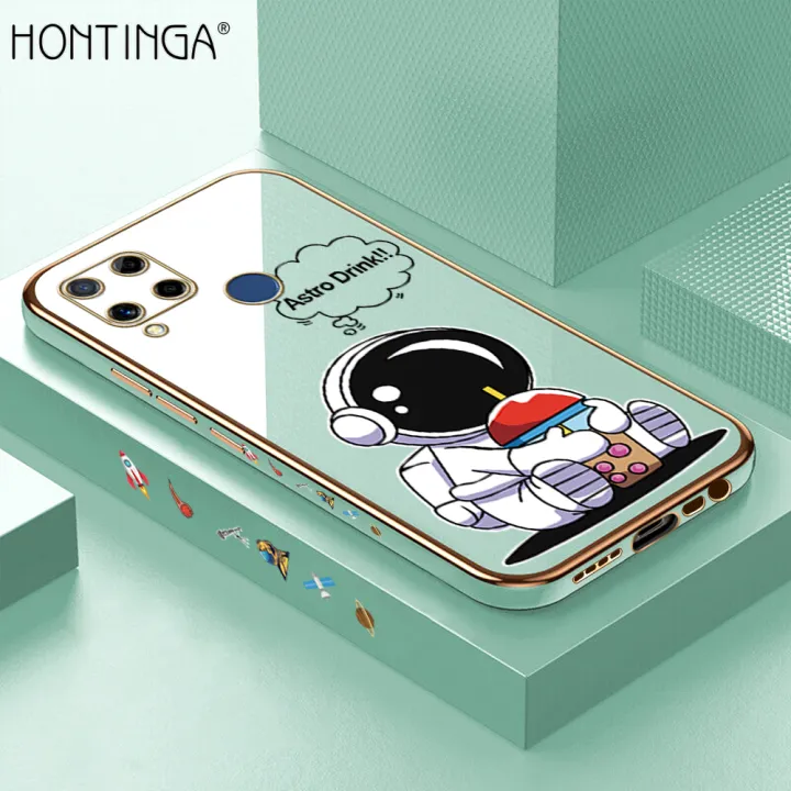 Hontinga%20for%20Realme%20C15%20Back%20Cover%20+%20Free%20Lanyard%20Luxury%206D%20Plating%20Cartoon%20Happy%20Astronaut%20Side%20Pattern%20Case%20Soft%20Silicone%20Square%20Mobile%20Cover%20-%20Image%202