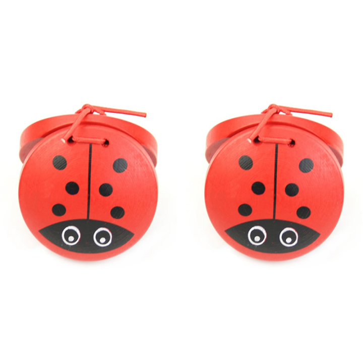 2Pc Kid Children Cartoon Wooden Castanet Musical Percussion Instrument