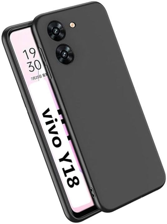 vivo%20Y18%20Silicone%20Matte%20Flexible%20Soft%20Phone%20Case%20-%20Black%20-%20Phone%20Back%20Cover%20-%20Image%202