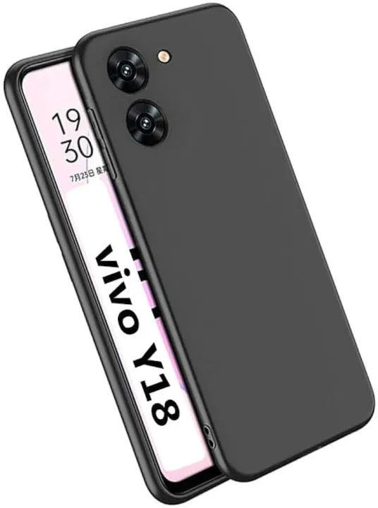 vivo%20Y18%20Silicone%20Matte%20Flexible%20Soft%20Phone%20Case%20-%20Black%20-%20Phone%20Back%20Cover%20-%20Image%202