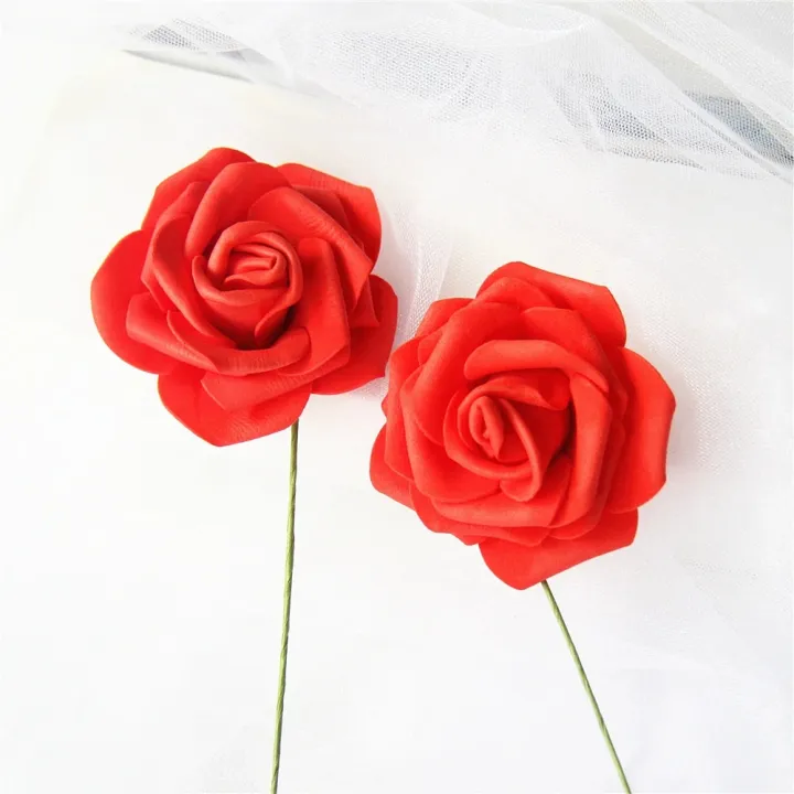 10/20/30Pcs%208cm%20Heads%20Artificial%20PE%20Foam%20Rose%20Flowers%20With%20Stem%20For%20DIY%20Bouquet%20Bridal%20Wedding%20Party%20Decoration%20Scrapbooking%20-%20Image%202