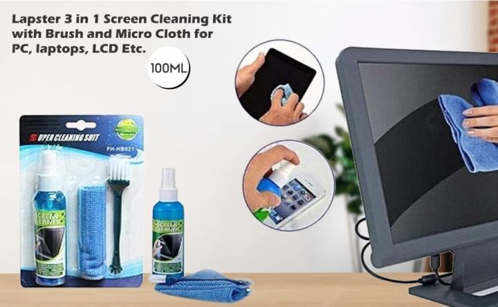 Screen Mobile Phone Computer Kit Laptop Cloth Cleaner Brush Cleaning 3pcs