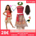 Disney Halloween Dress Up Party Moana Costume Little Girl Princess Fancy Clothes Children Vaiana Outfit for 2 3 5 6 8 10Y. 