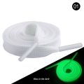 1 Pair white Luminous Shoelaces Flat Sneakers Canvas Shoe Laces Glow In The Dark Night Color Fluorescent Shoelace 120cm. 