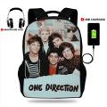 17inch One Direction Print Backpacks Usb Charging SchoolBags For Girls&Boys Orthopedic Backbag Mochila Escolar Book Bag.