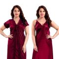 Experience Comfort and Elegance with a High-Quality Silk Cotton Two-Piece Night Dress for Women, Perfect for Nighttime Relaxation.. 
