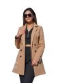 Women Jacket Stylish Fall Winter Women's Overcoat Trendy Solid Color Turn-down Collar Long Sleeve Cardigan with Belted Button Closure Mid Length Loose Lady Coat. 
